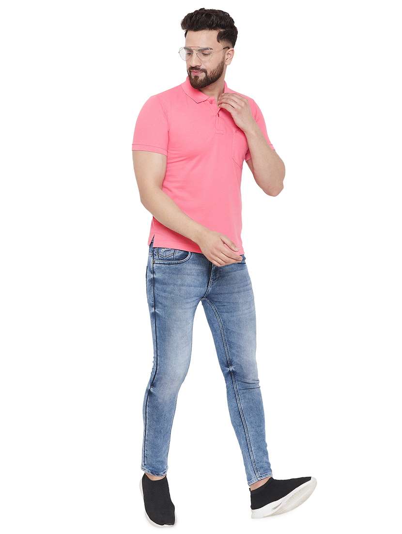 pink solid polo t-shirt - 16918199 -  Standard Image - 3