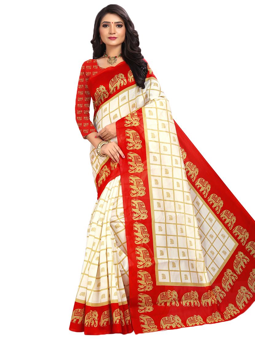 women's self design off white colored saree with blouse - 16918418 -  Zoom Image - 0