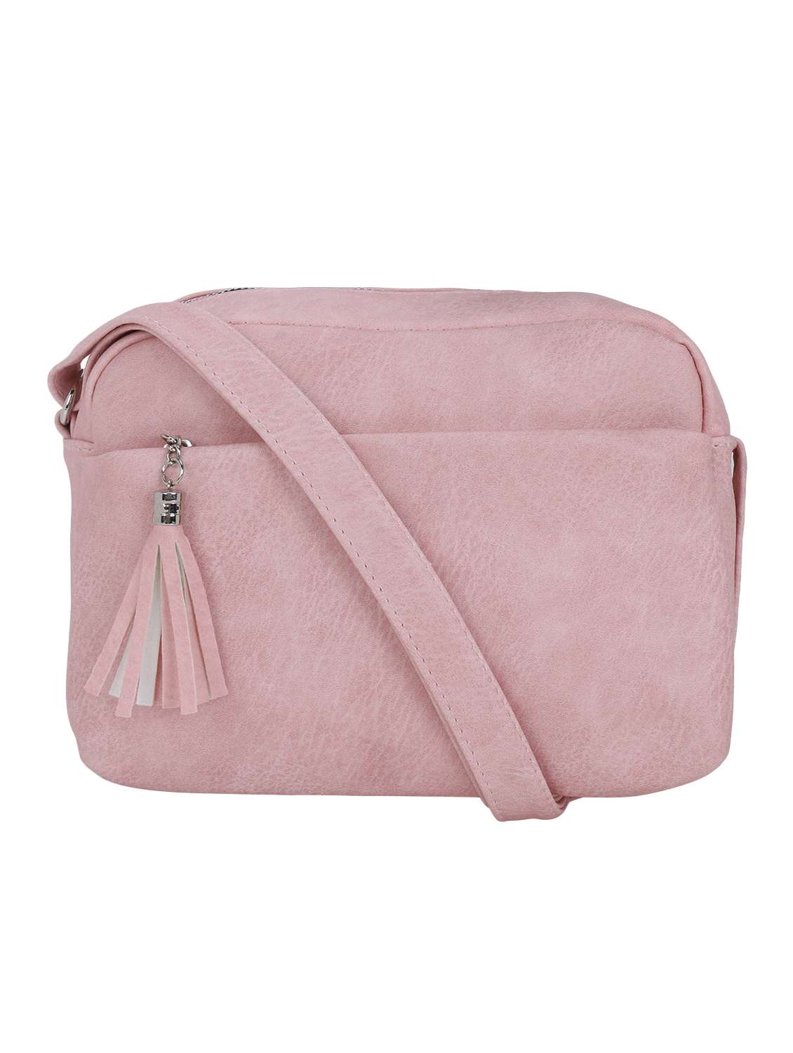 pink leatherette (pu) sling bag
