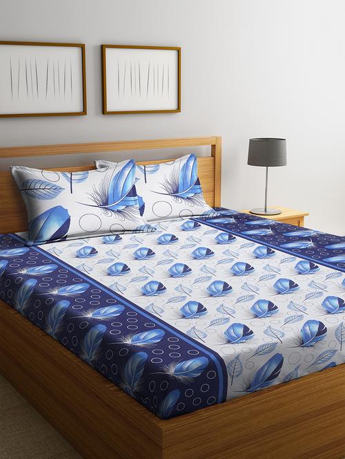 cotton double bedsheet with two pillow cover - 16919915 -  Standard Image - 0