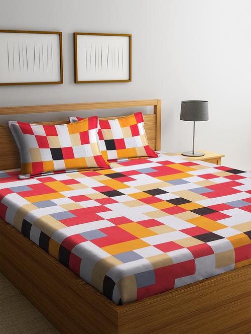 cotton double bedsheet with two pillow cover - 16919938 -  Standard Image - 0
