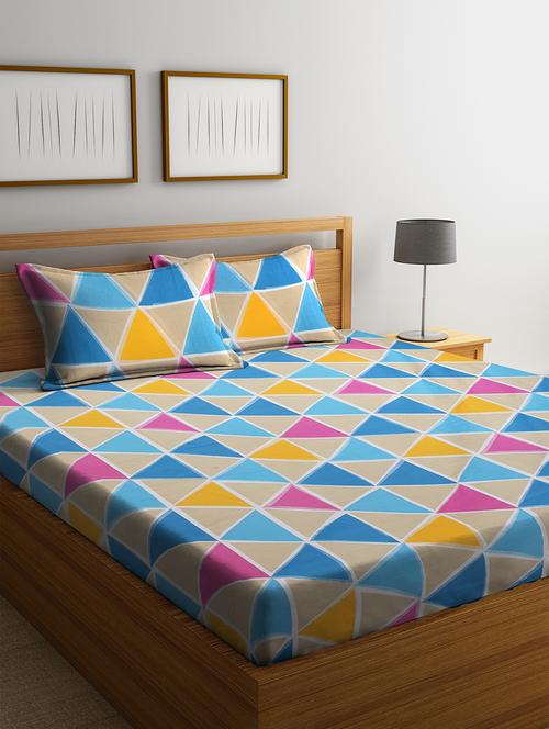 cotton double bedsheet with two pillow cover - 16919946 - Standard Image - 0