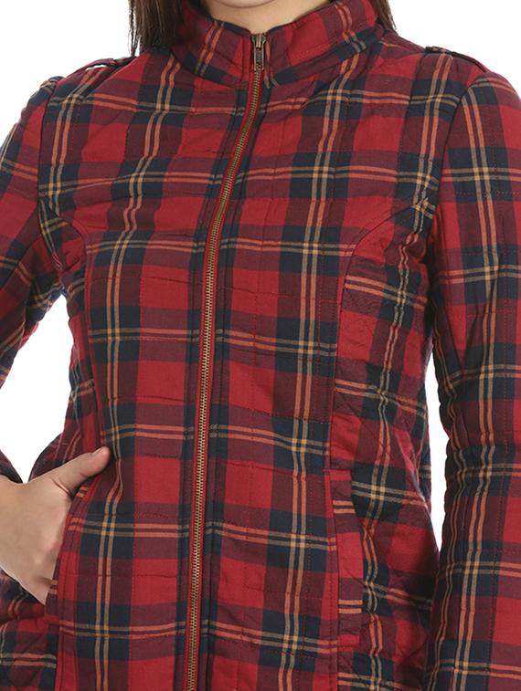 mandarin neck checkered jacket - 16920863 - Standard Image - 5