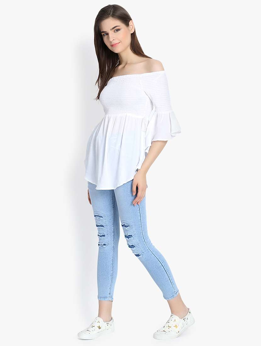 high rise lace-up distressed jeans  - 16921801 -  Standard Image - 3