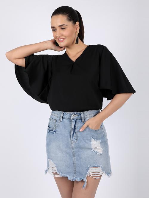 flutter sleeved boxy top - 16922544 -  Standard Image - 0
