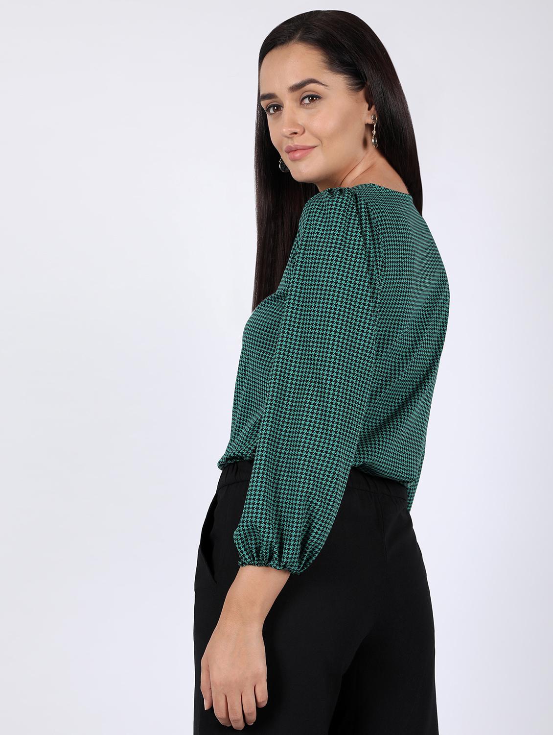 v-neck houndstooth top - 16922548 - Standard Image - 3
