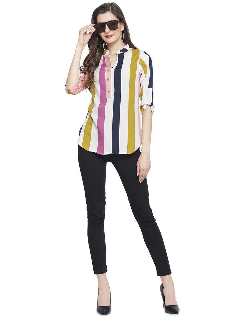 women's straight mandarin neck top - 16923514 -  Standard Image - 3