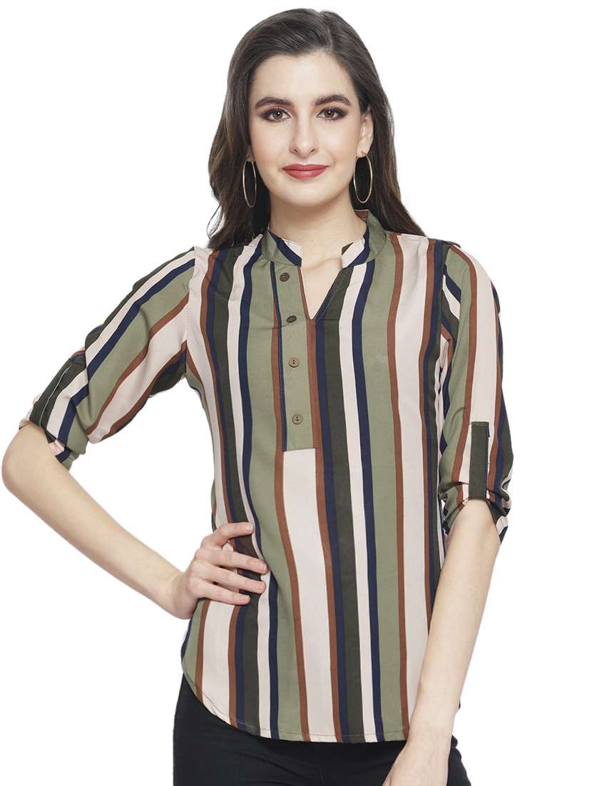 women's straight mandarin neck top - 16923516 - Zoom Image - 0