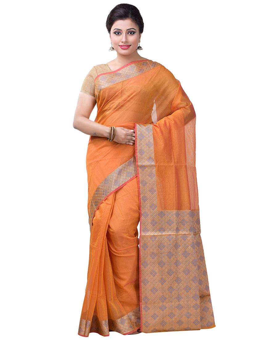 solid banarasi saree with blouse - 16925306 - Zoom Image - 0