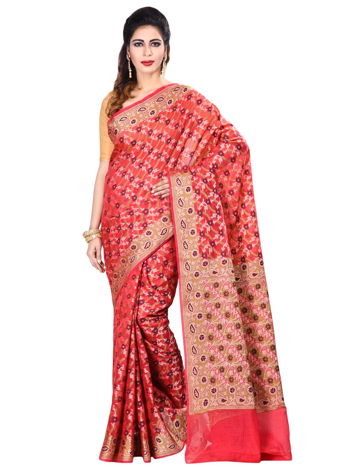 floral banarasi saree with blouse - 16925317 -  Zoom Image - 0