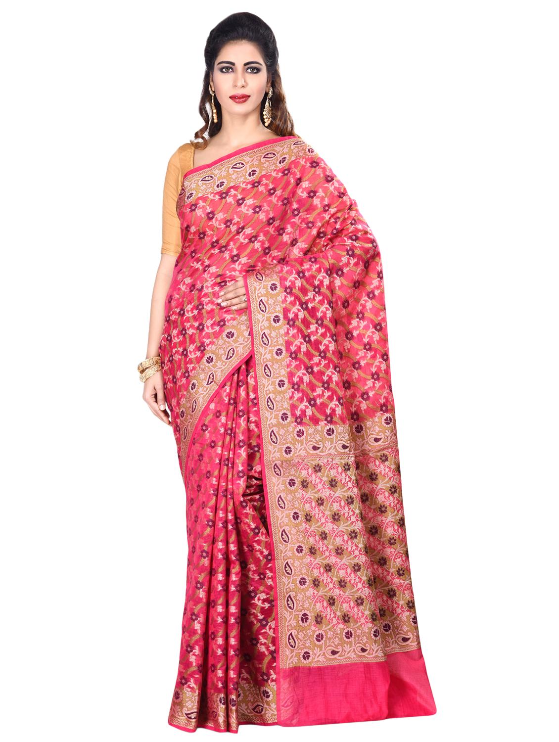 floral banarasi saree with blouse - 16925318 -  Zoom Image - 0