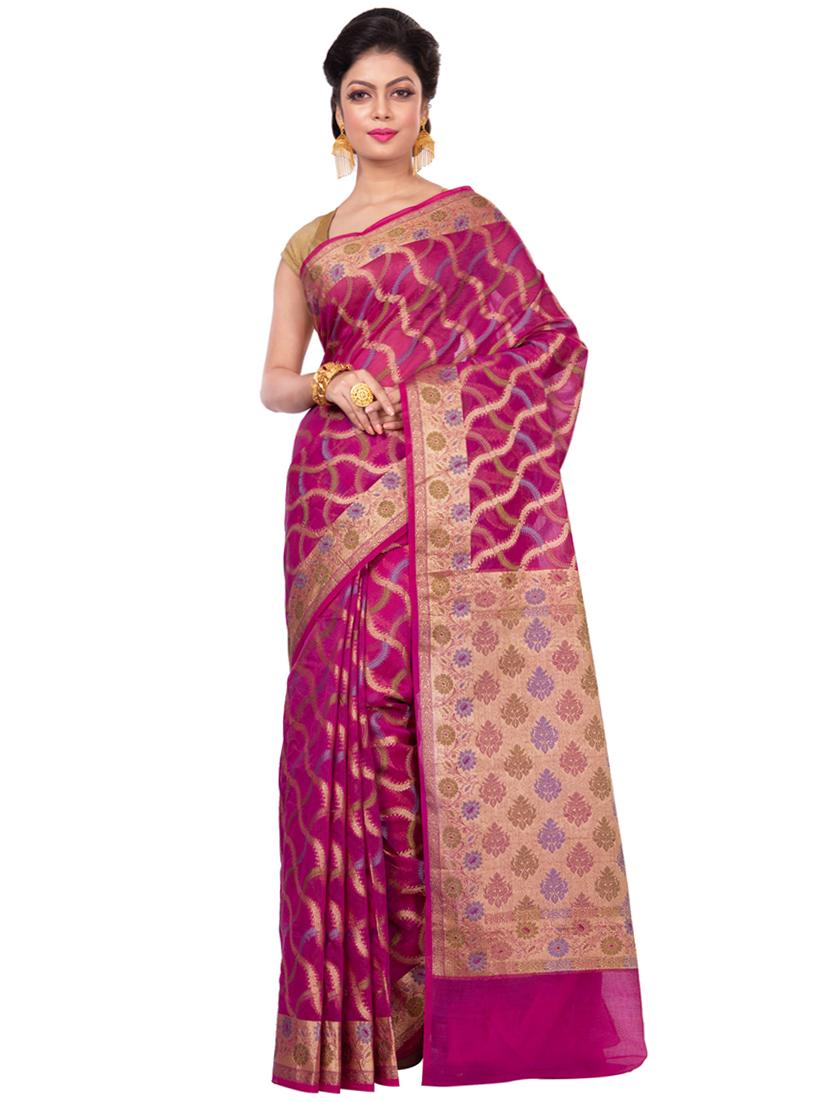 self design banarasi saree with blouse - 16925332 -  Zoom Image - 0
