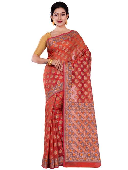 self design banarasi saree with blouse - 16925335 - Standard Image - 0
