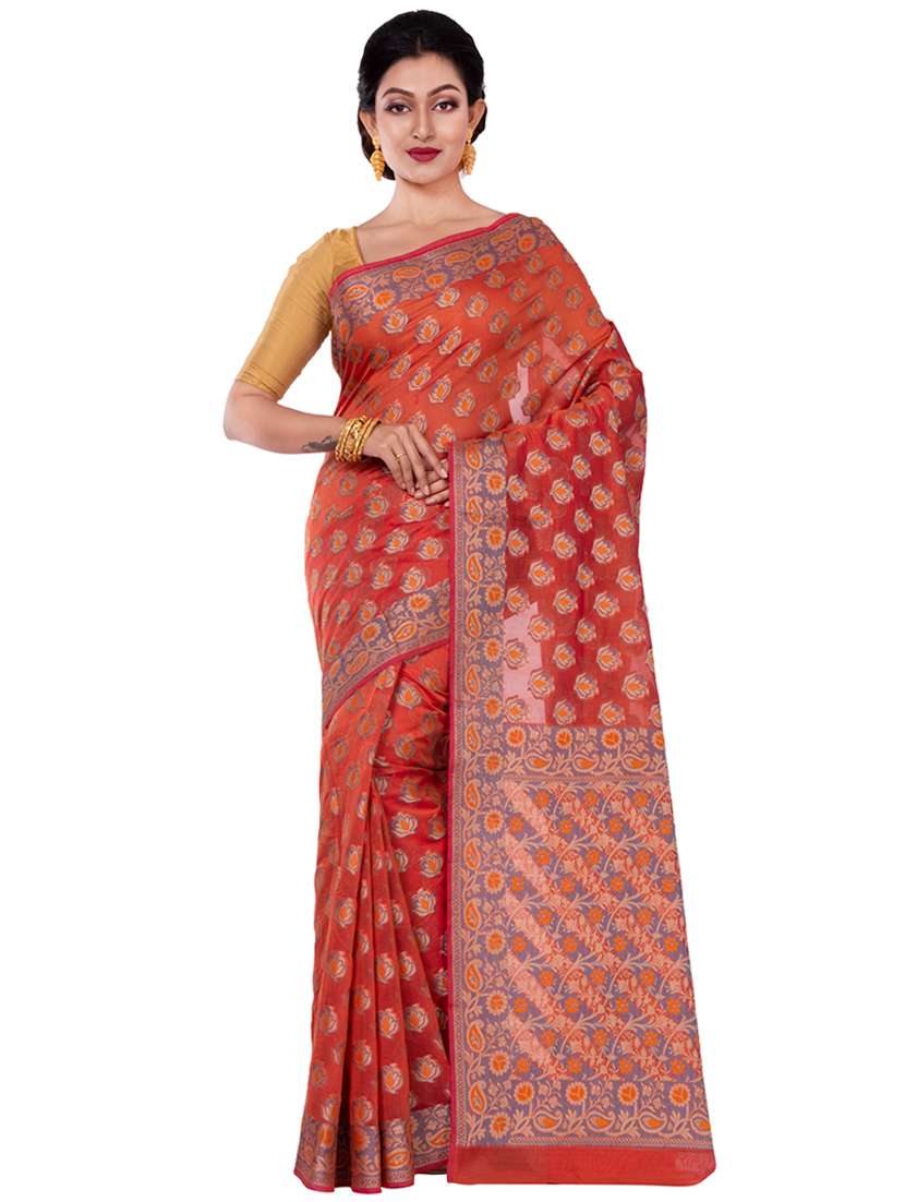 self design banarasi saree with blouse - 16925335 - Zoom Image - 0