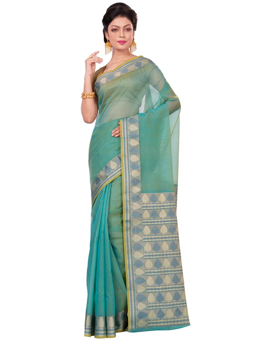 solid banarasi saree with blouse - 16925338 - Zoom Image - 0
