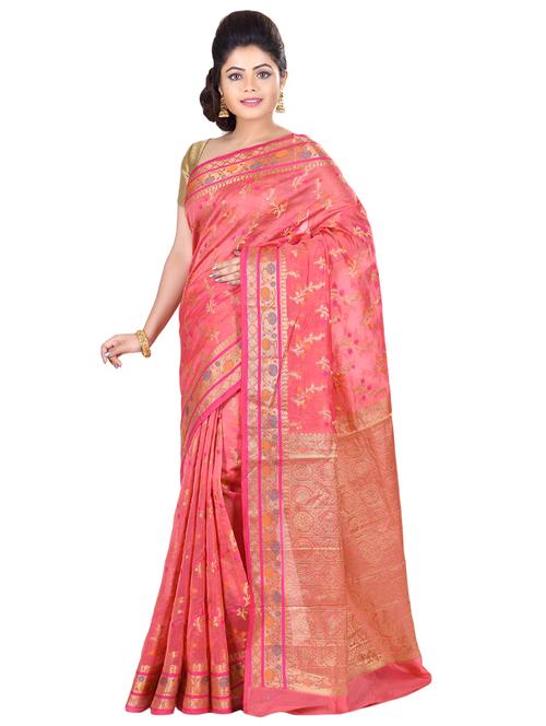 self design banarasi saree with blouse - 16925341 - Standard Image - 0