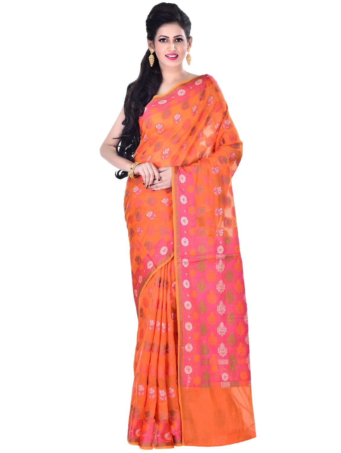 self design banarasi saree with blouse - 16925359 - Zoom Image - 0
