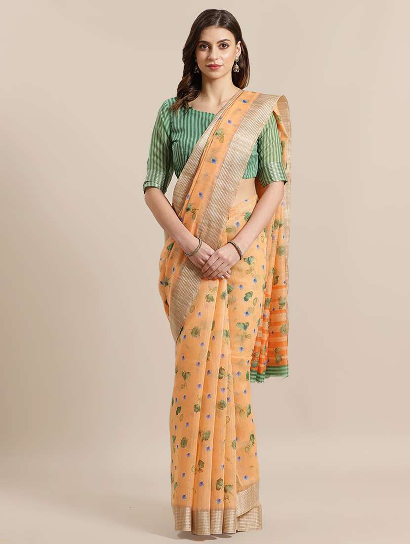 floral printed saree with blouse