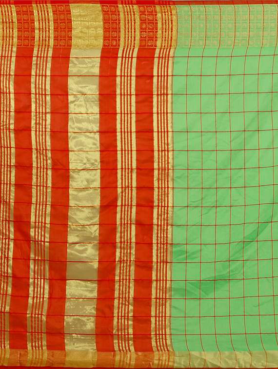 checkered woven saree with blouse - 16926886 - Standard Image - 3