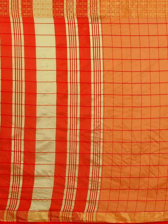 checkered woven saree with blouse - 16926887 - Standard Image - 3