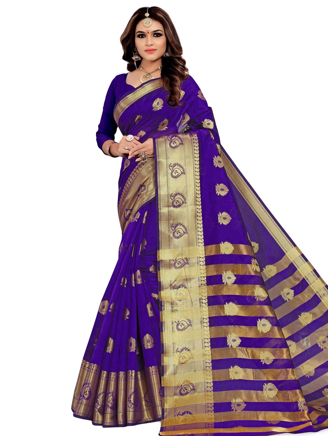floral banarasi saree with blouse - 16926897 - Zoom Image - 0