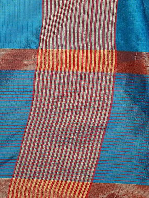 solid bordered woven saree with blouse - 16926902 -  Standard Image - 3