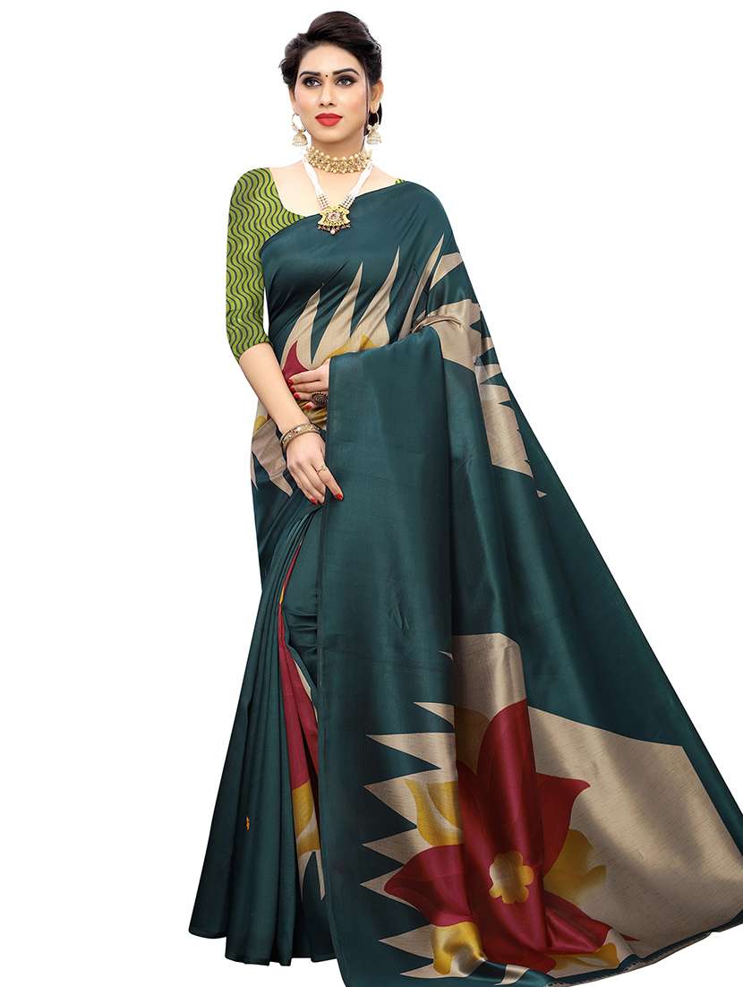 floral printed saree with blouse - 16927334 - Zoom Image - 0