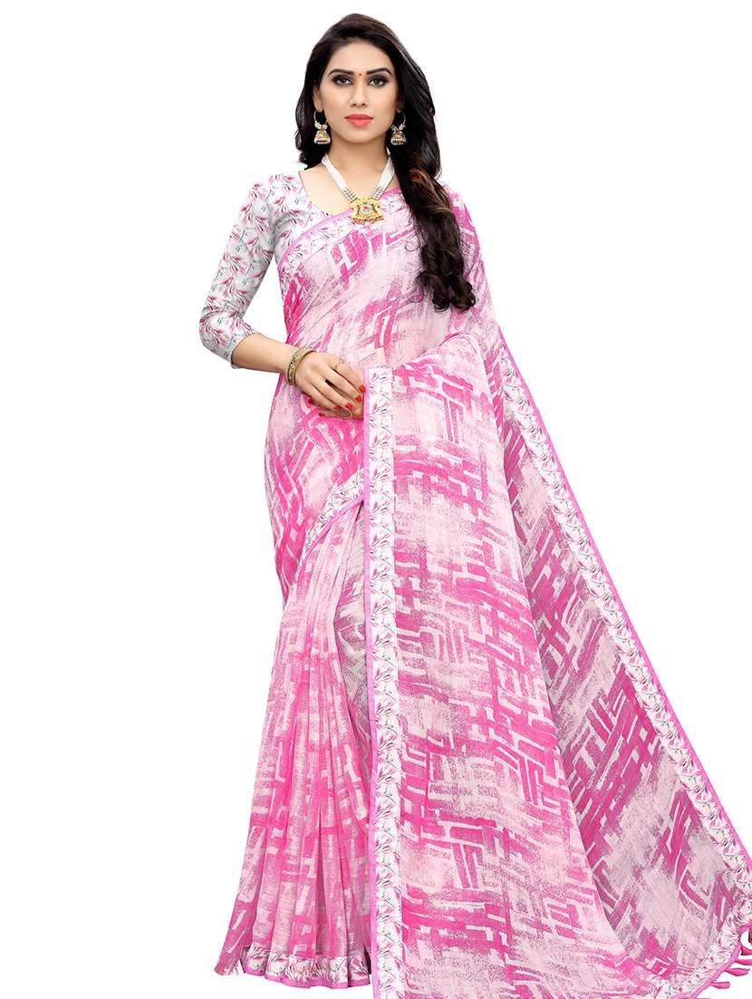 geometric printed saree with blouse