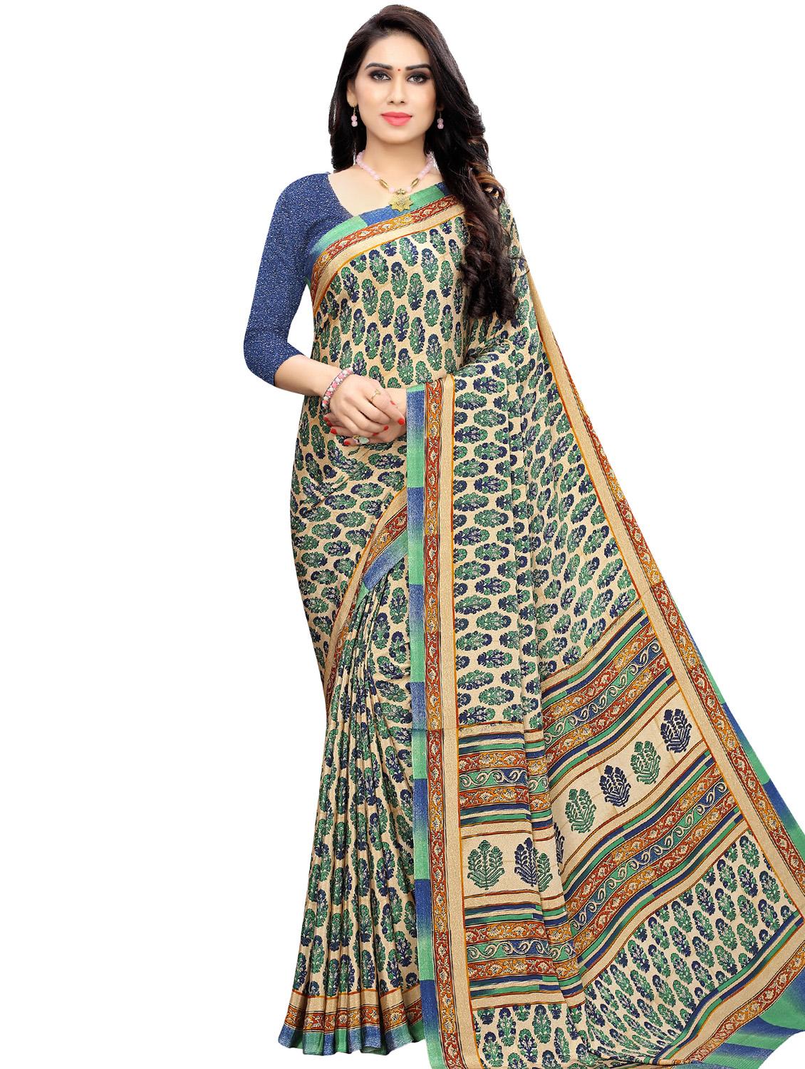 floral printed saree with blouse - 16927376 - Zoom Image - 0