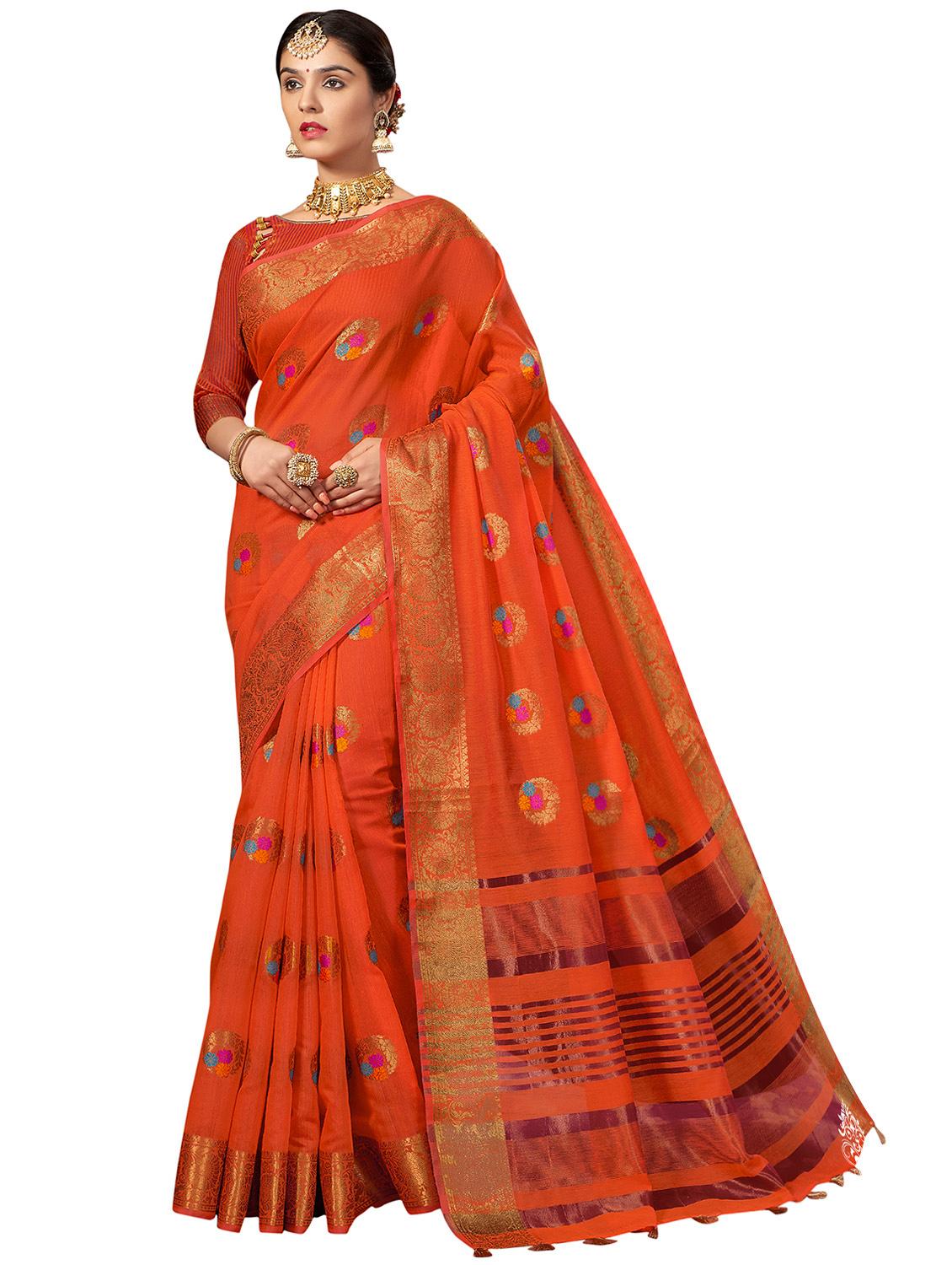 floral kanjivaram saree with blouse - 16927395 - Zoom Image - 0