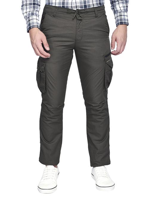 charcoal grey solid cargo trousers - 16928647 - Standard Image - 0