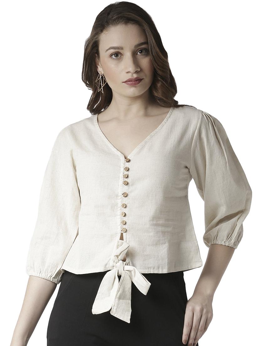 tie front button detail top  - 16929276 -  Zoom Image - 0