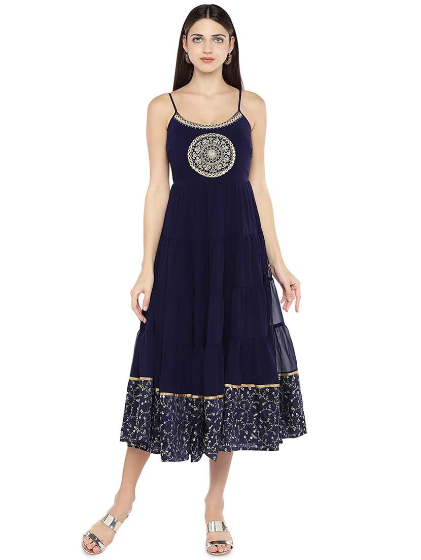 cami neck embroidered flared dress - 16929591 - Zoom Image - 0
