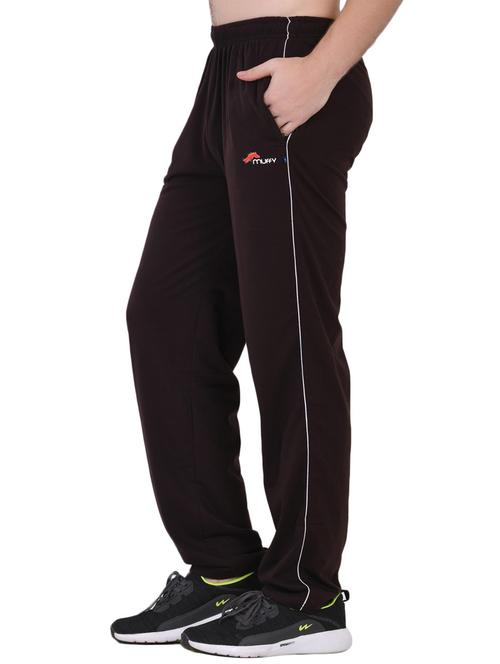 burgundy solid full length track pant - 16933211 - Standard Image - 0