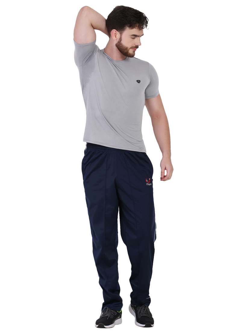 blue solid full length track pant - 16933221 - Standard Image - 3