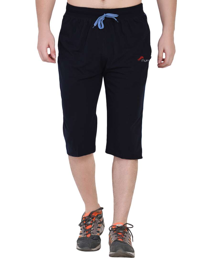 navy blue solid three - fourths