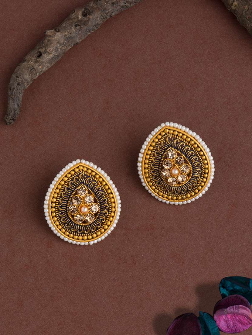 blue brass studs earring