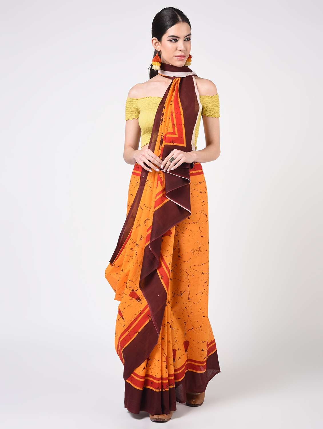 printed woven saree  with blouse