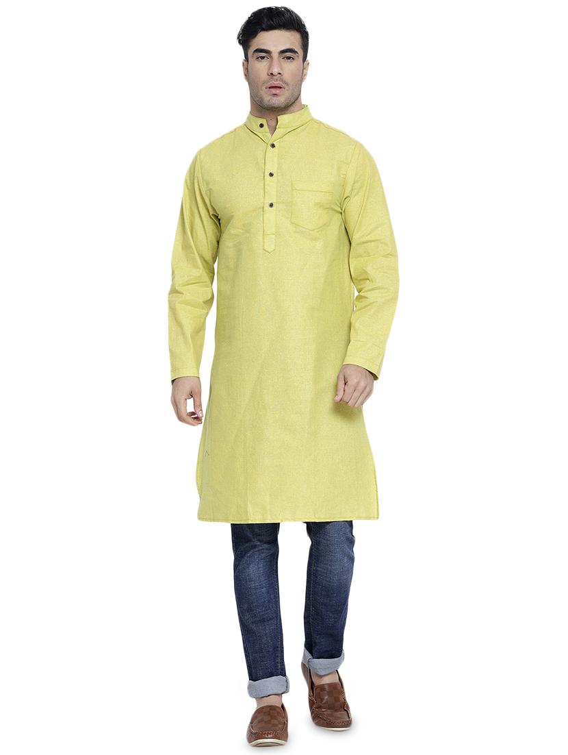 green solid long kurta - 16935126 - Standard Image - 3