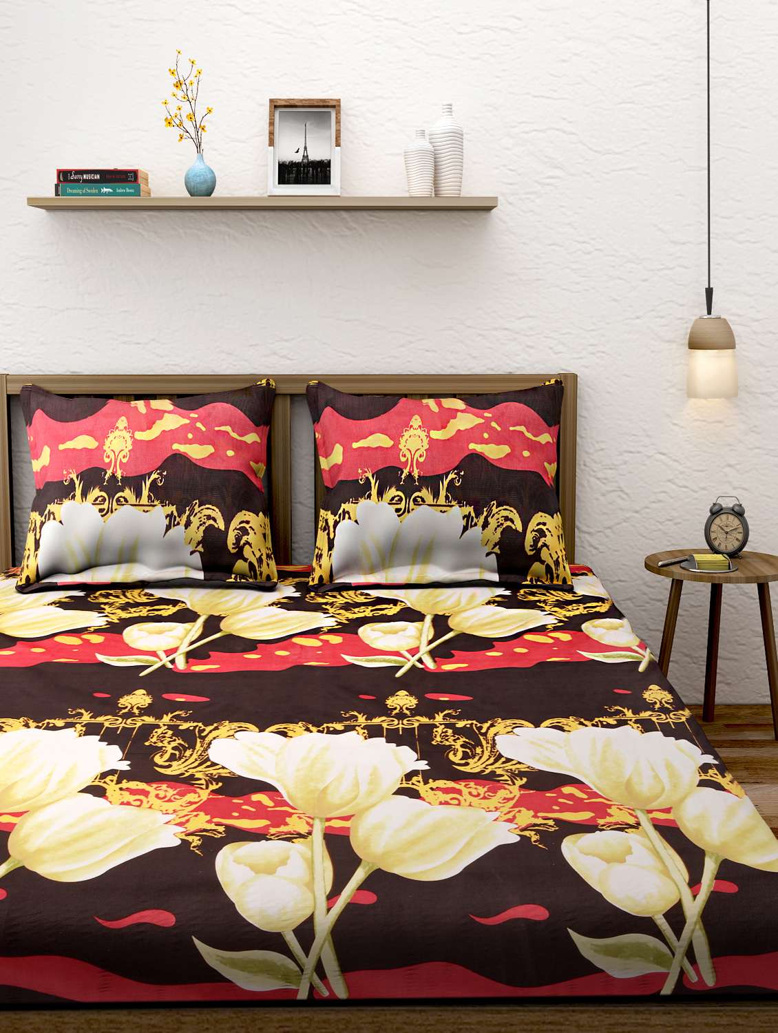 Buy online Polycotton Double Bed Sheet With Two Pillow Covers from Bed