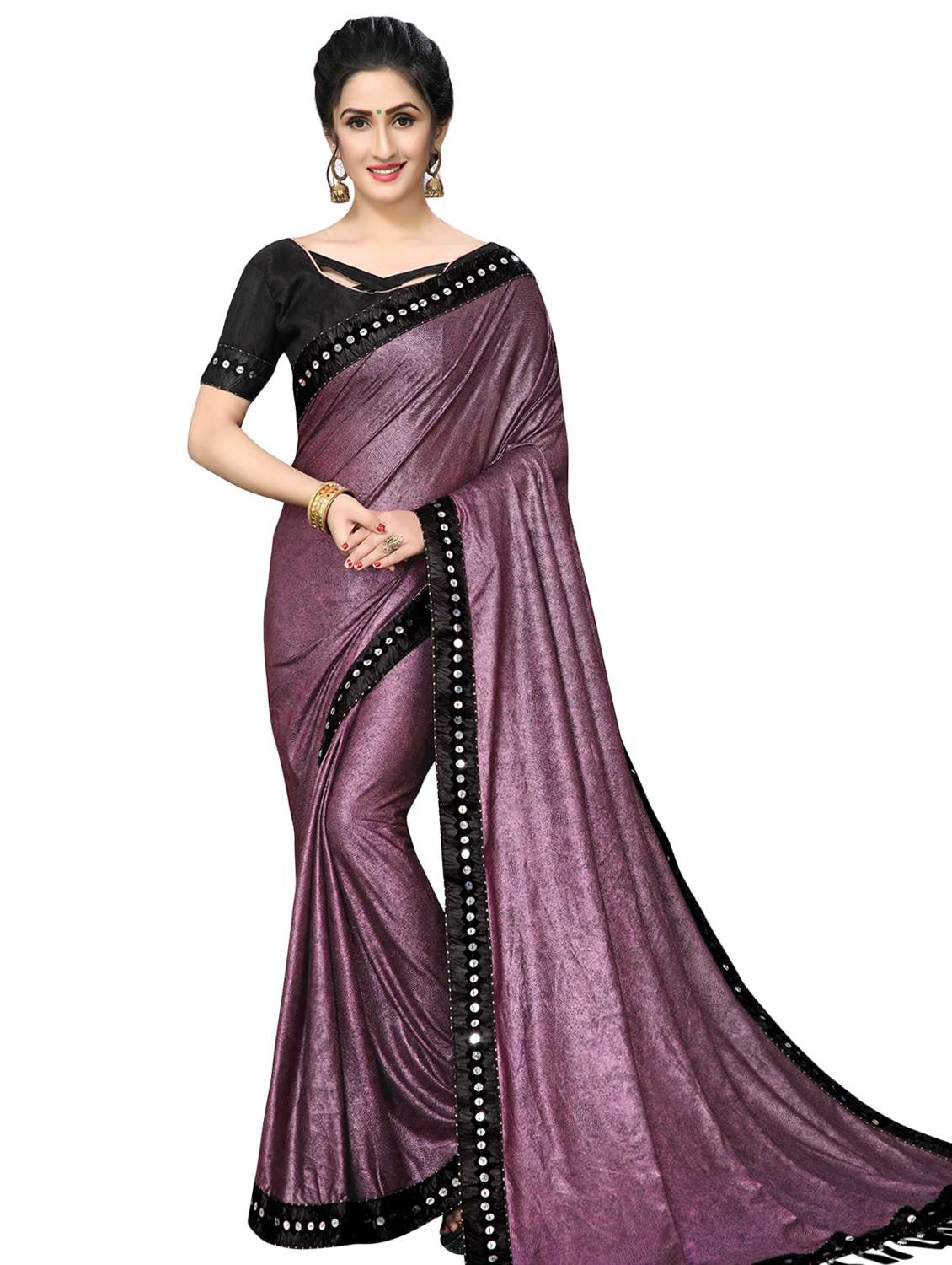 solid printed saree with blouse
