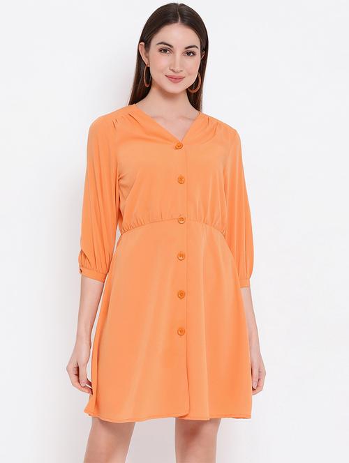 gather detail button up a-line dress - 16936468 - Standard Image - 0