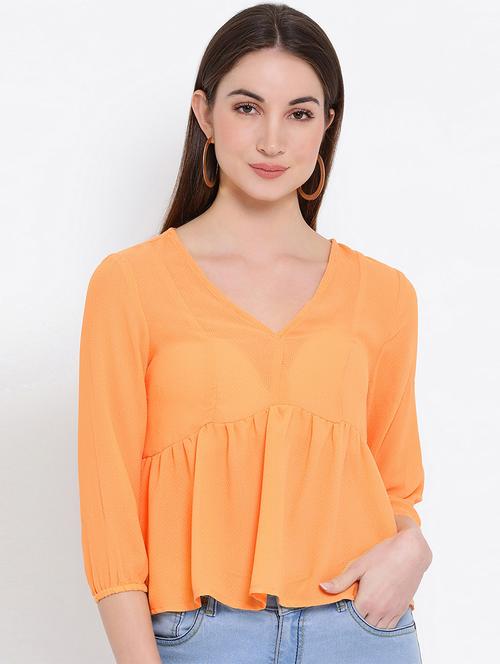 v-neck gathered peplum top - 16936503 - Standard Image - 0