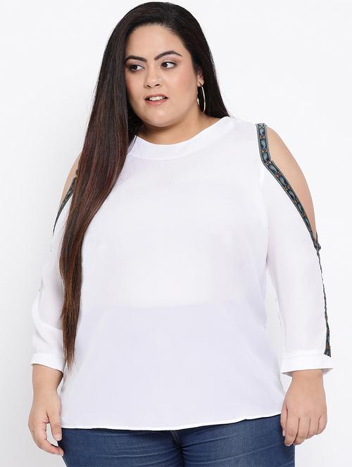 lace detail cold shoulder top - 16936508 - Standard Image - 0