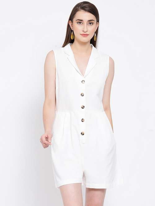 lapel neck button up romper  - 16936575 -  Standard Image - 0