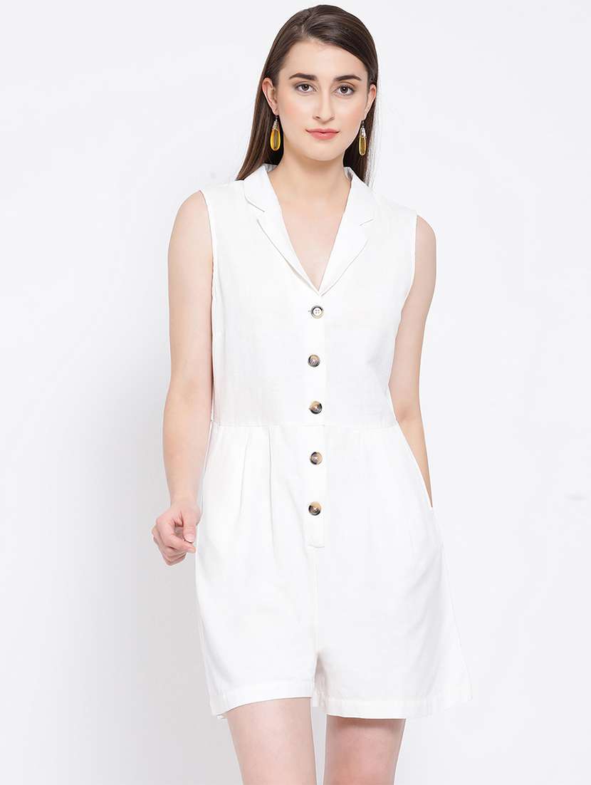 lapel neck button up romper  - 16936575 -  Zoom Image - 0