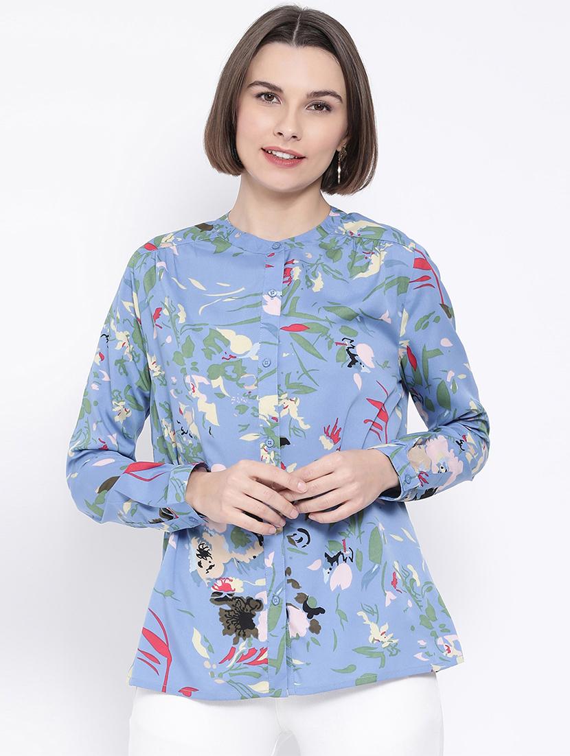 mandarin neck floral shirt - 16936606 - Zoom Image - 0