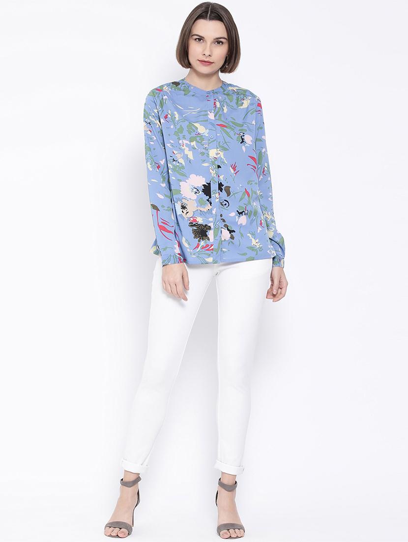 mandarin neck floral shirt - 16936606 - Standard Image - 3