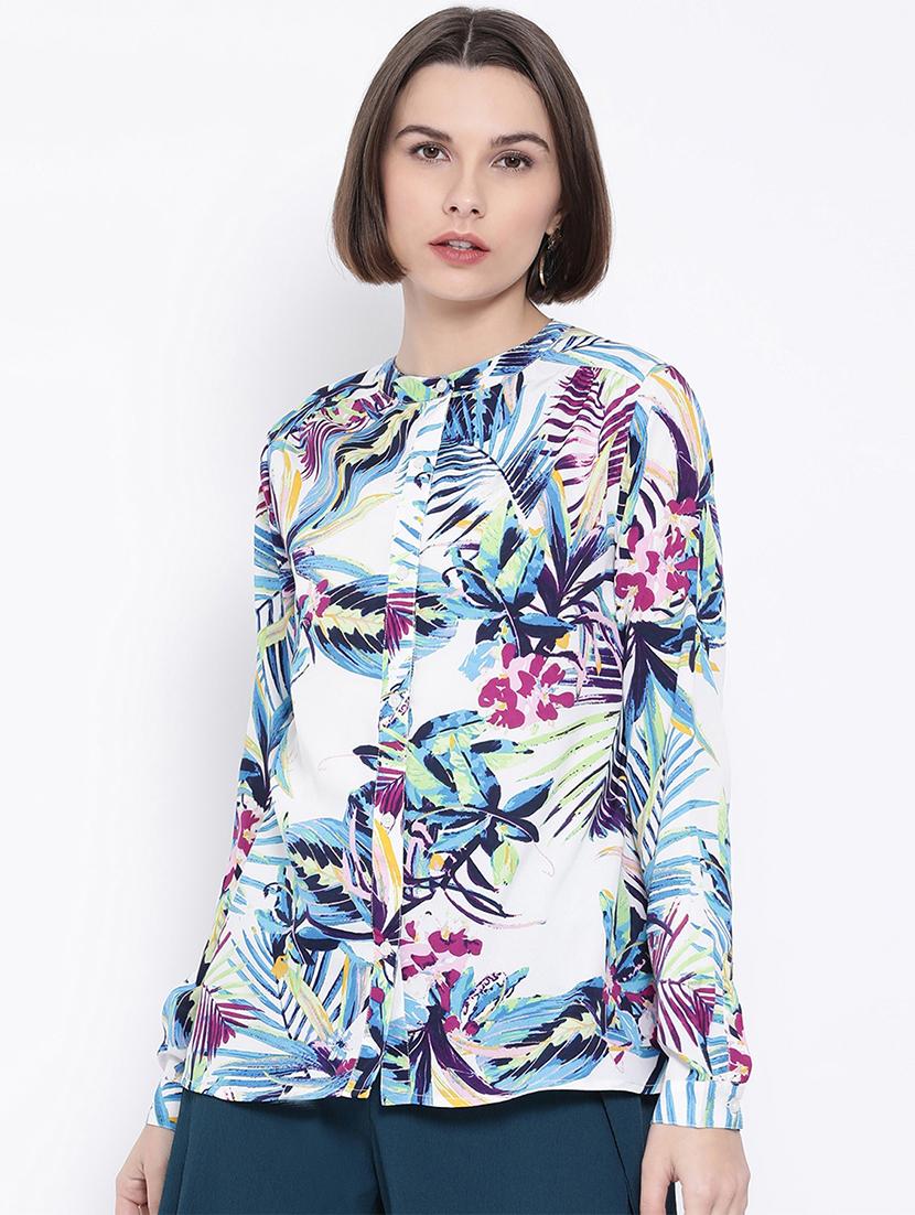 mandarin neck tropical shirt - 16936607 - Zoom Image - 0