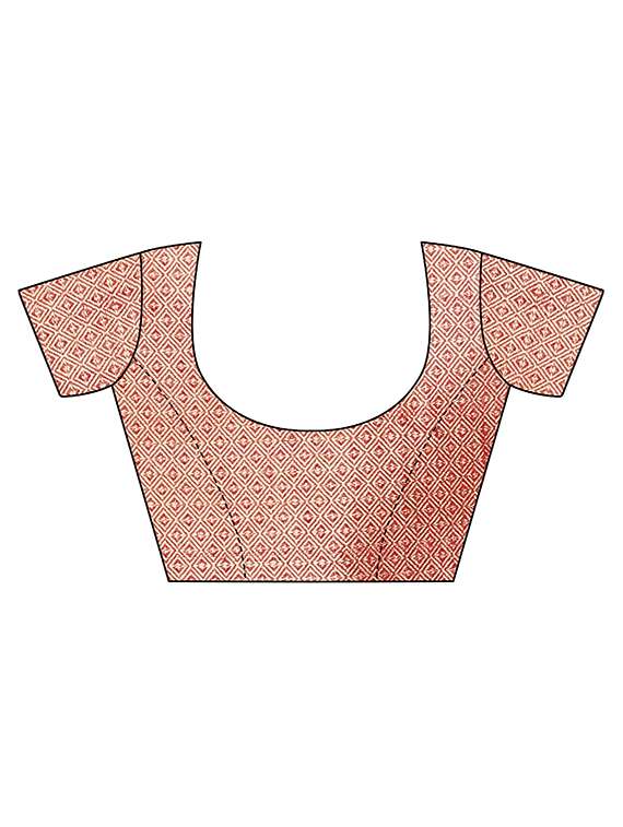 checkered banarasi saree with blouse - 16937526 - Standard Image - 3
